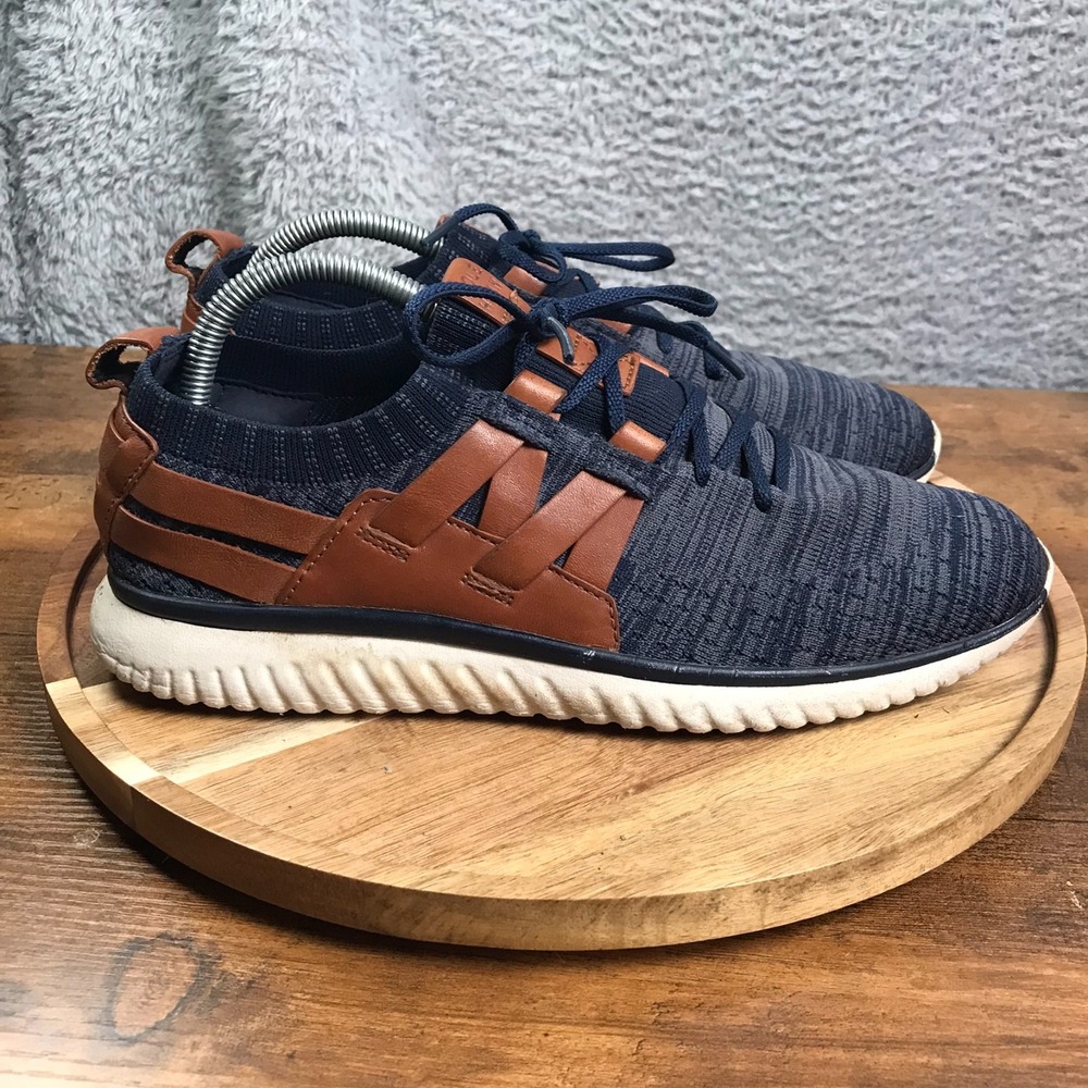 Cole‎ Haan Grand Motion Woven Sneakers Mens 8.5M Marine Blue Stitchlite Leather